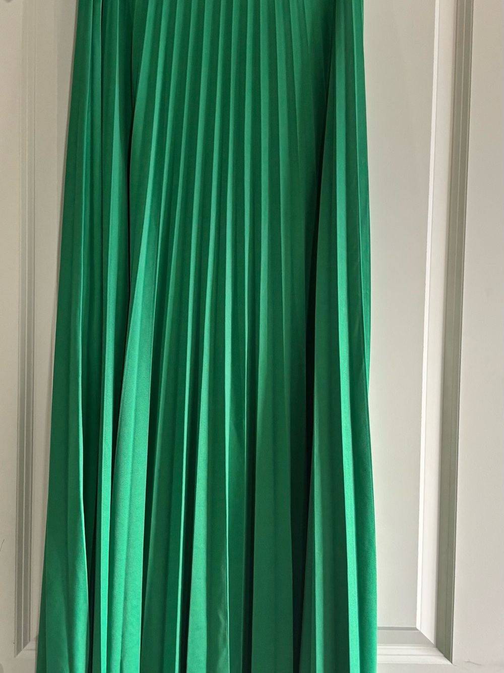 Emerald Pleated Maxi Skirt with Wide Belt - Picture 3 of 4